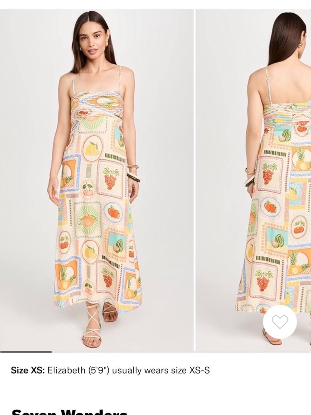 Seven Wonders Cream Fruit-Print Spaghetti-Strap Maxi Dress